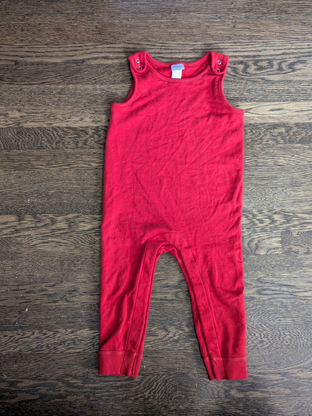 Hanna Andersson Red French Terry Romper Overalls 3T 90 EUC